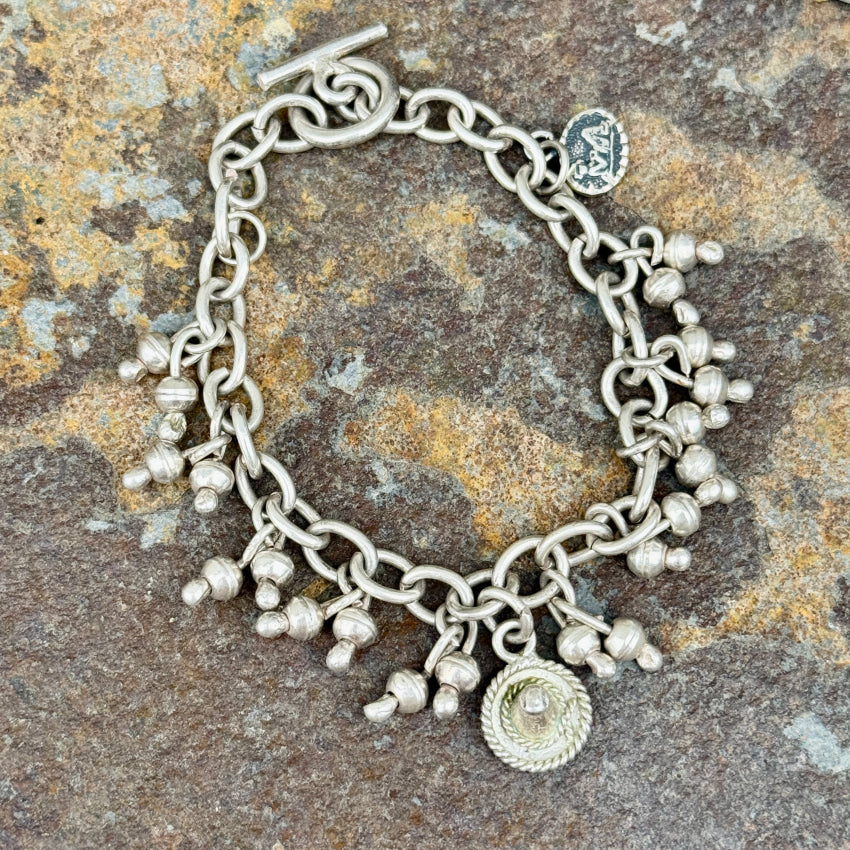 Vintage Sterling Silver Orb & Charm Bracelet bracelet