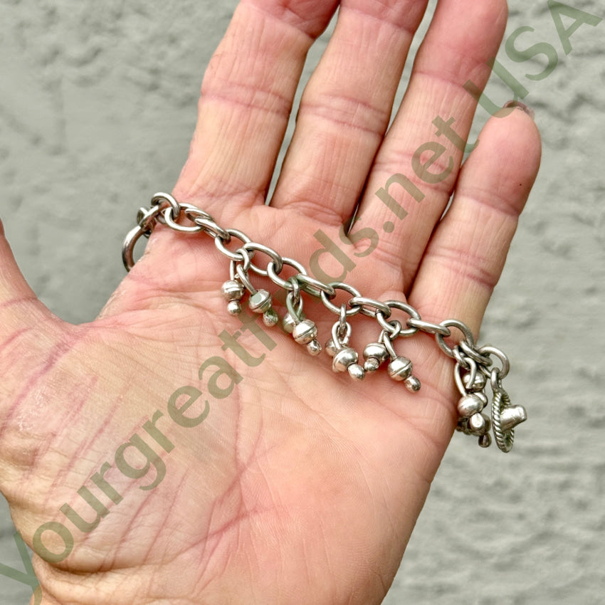 Vintage Sterling Silver Orb & Charm Bracelet bracelet