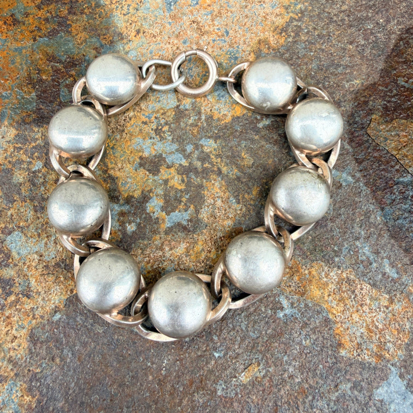 Vintage Sterling Silver Orb Link Bracelet bracelet