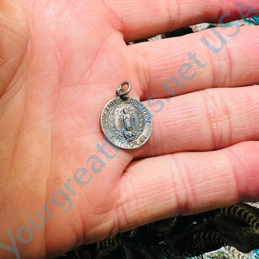 Vintage Sterling Silver Our Lady Of Guadalupe Pendant Charm