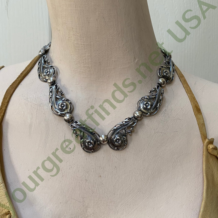 Vintage Sterling Silver Paisley Panel Necklace Necklaces