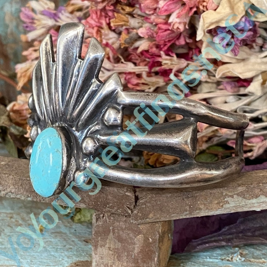 Vintage Sterling Silver Pale Blue Turquoise Cuff Bracelet Mexico Yourgreatfinds