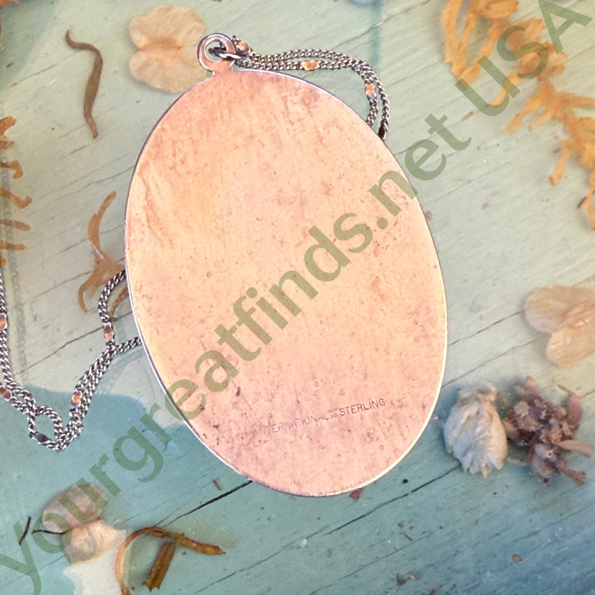 Vintage Sterling Silver Partridge Pear Tree Medallion Necklace necklace