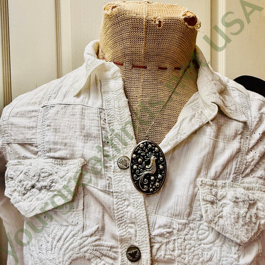 Vintage Sterling Silver Partridge Pear Tree Medallion Necklace necklace