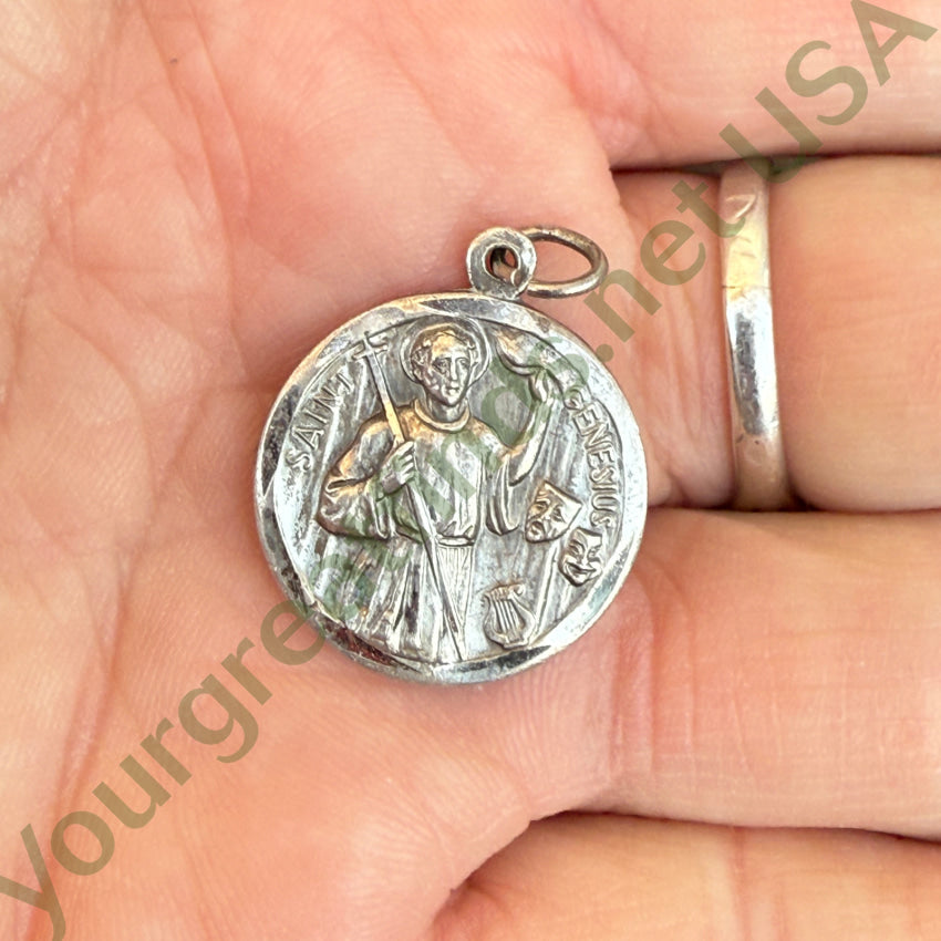 Vintage Sterling Silver Patron Saint Genesius Pendant pendant