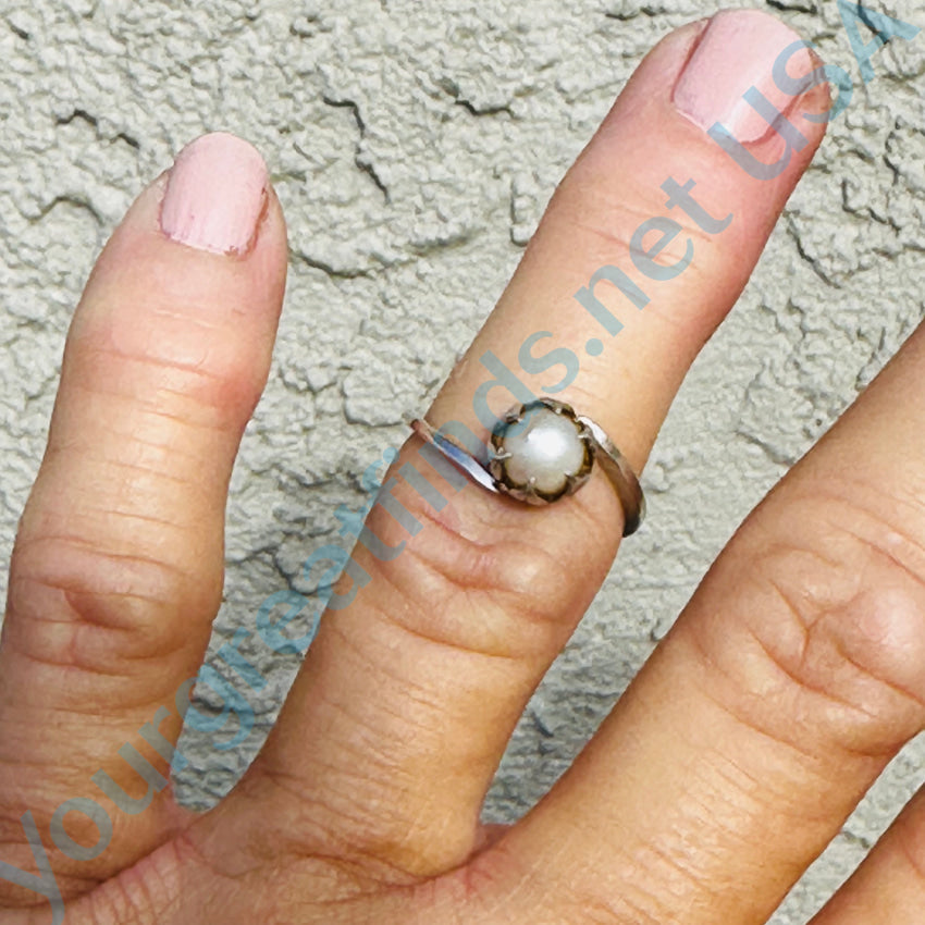Vintage Sterling Silver & Pearl Ring Uncas Size 6
