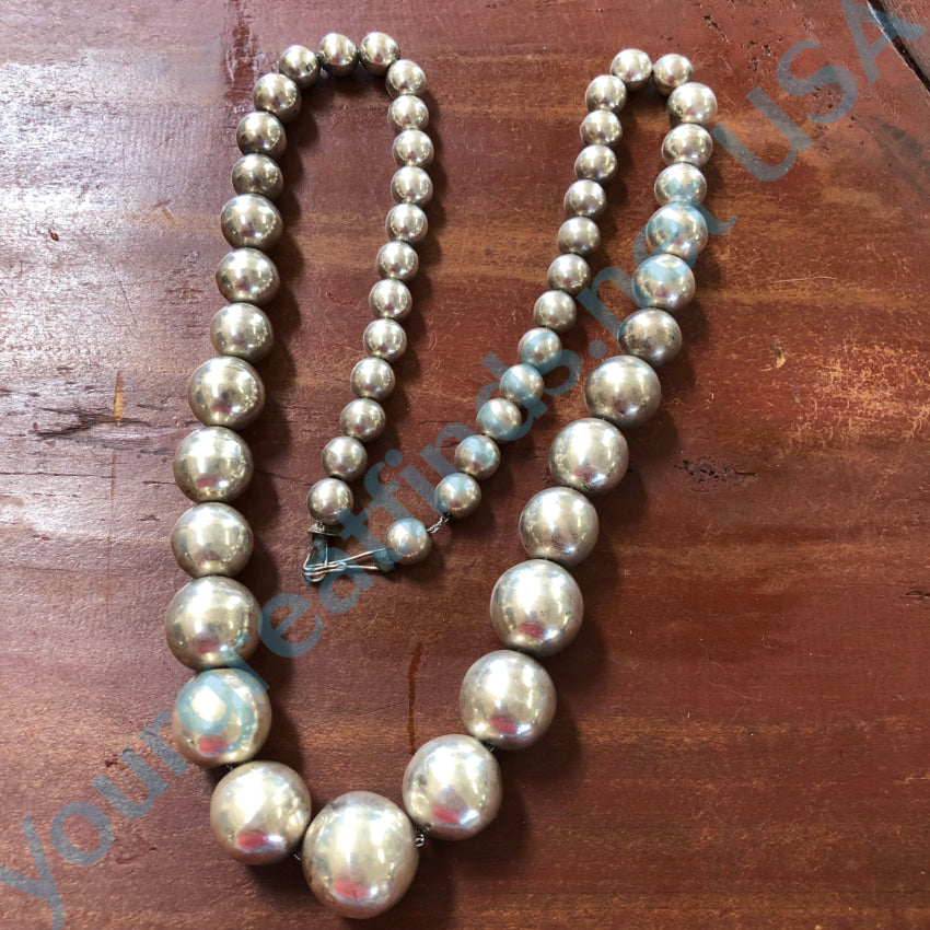 Vintage Sterling Silver Pearls Necklace 32`’ Long Necklace