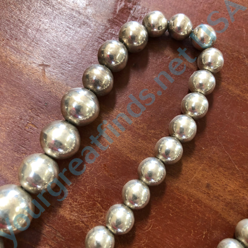 Vintage Sterling Silver Pearls Necklace 32`’ Long Necklace