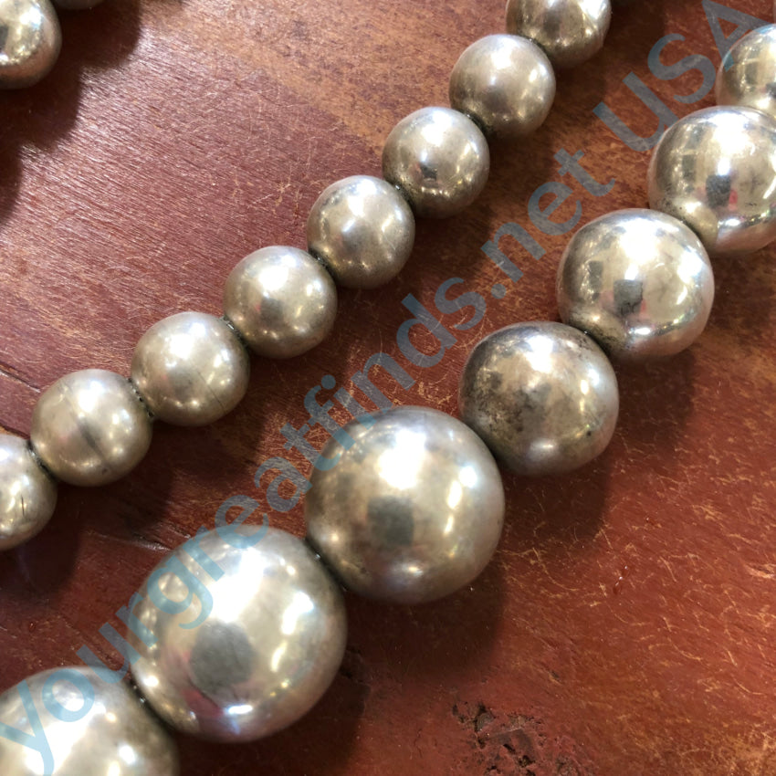 Vintage Sterling Silver Pearls Necklace 32`’ Long Necklace