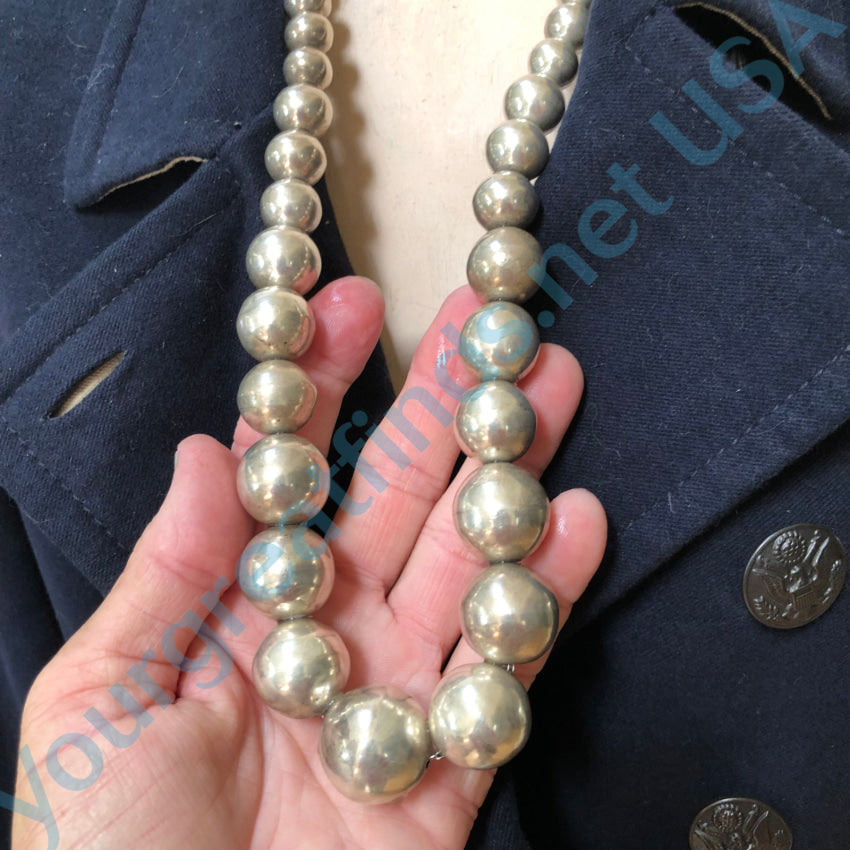 Vintage Sterling Silver Pearls Necklace 32`’ Long Necklace