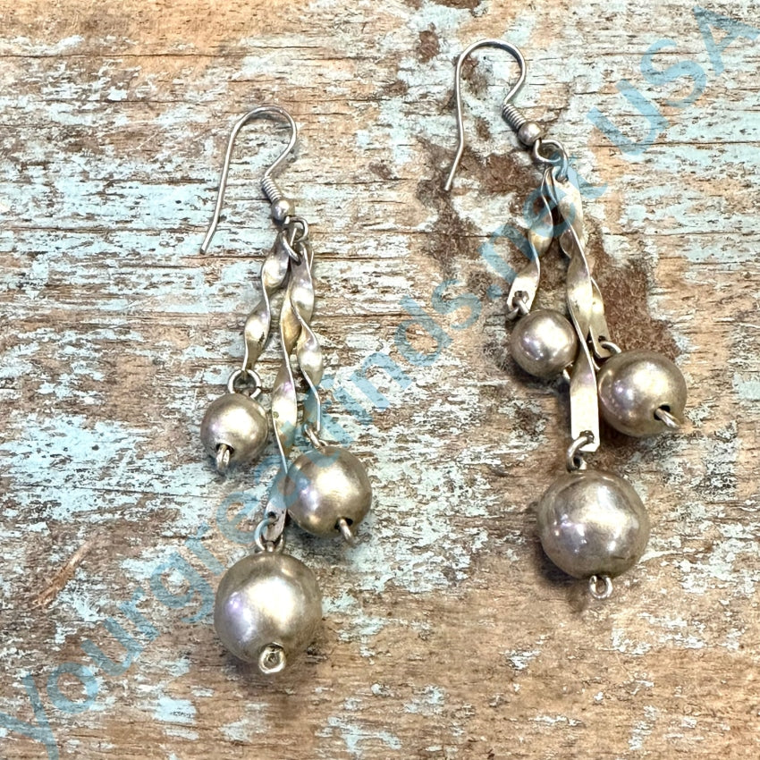Vintage Sterling Silver Pierced Earrings Pearl Beads