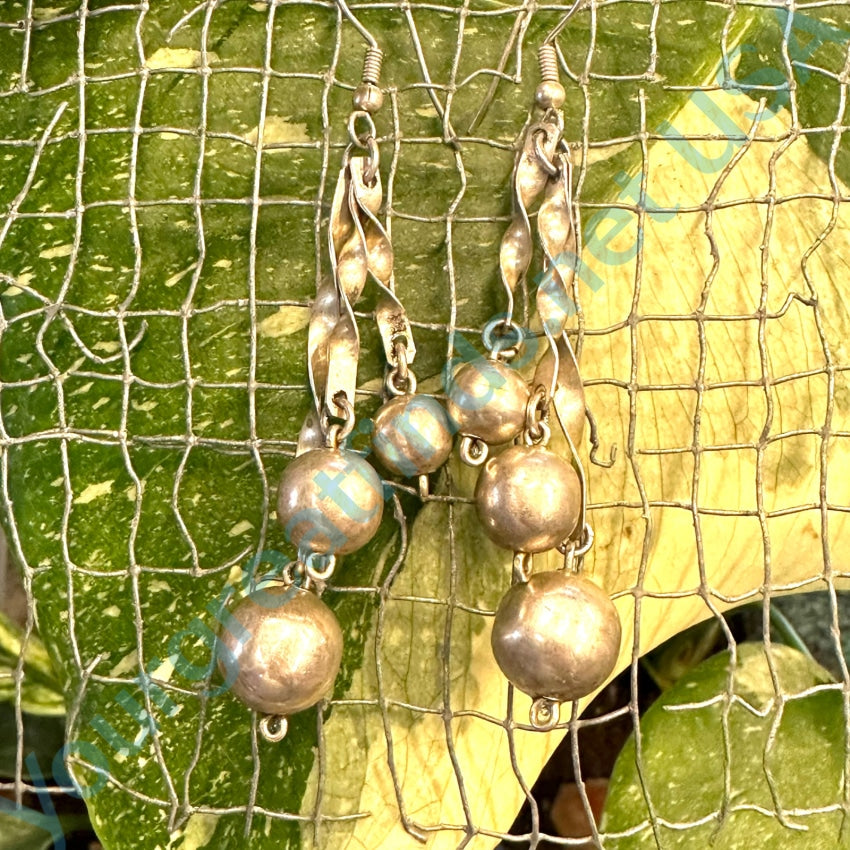 Vintage Sterling Silver Pierced Earrings Pearl Beads