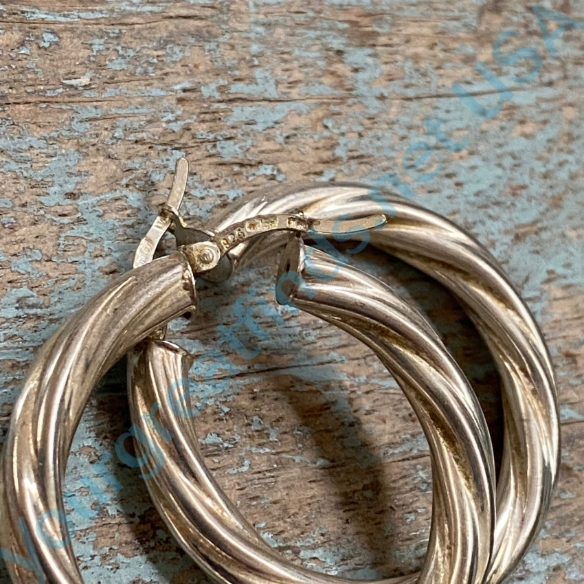 Vintage Sterling Silver Pierced Hoop Earrings