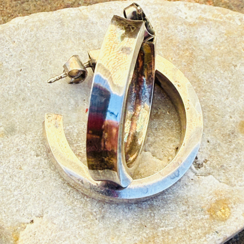 Vintage Sterling Silver Pierced Post Hoop Earrings earrings