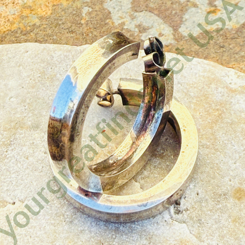 Vintage Sterling Silver Pierced Post Hoop Earrings earrings