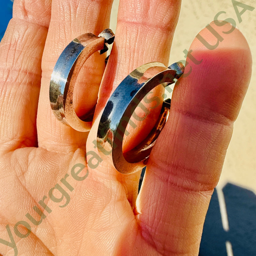 Vintage Sterling Silver Pierced Post Hoop Earrings earrings