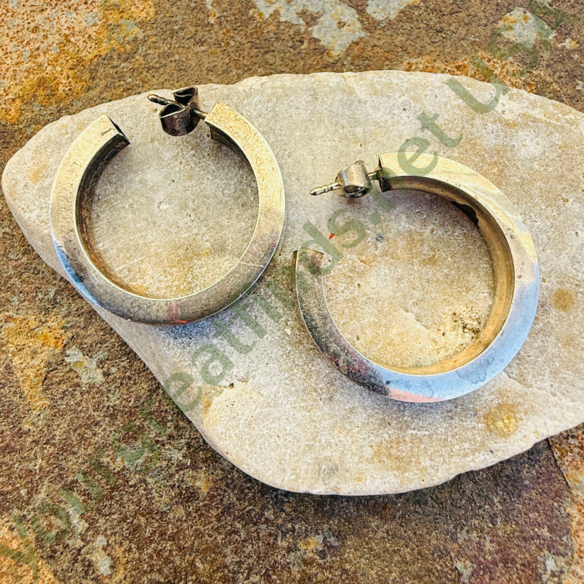 Vintage Sterling Silver Pierced Post Hoop Earrings earrings