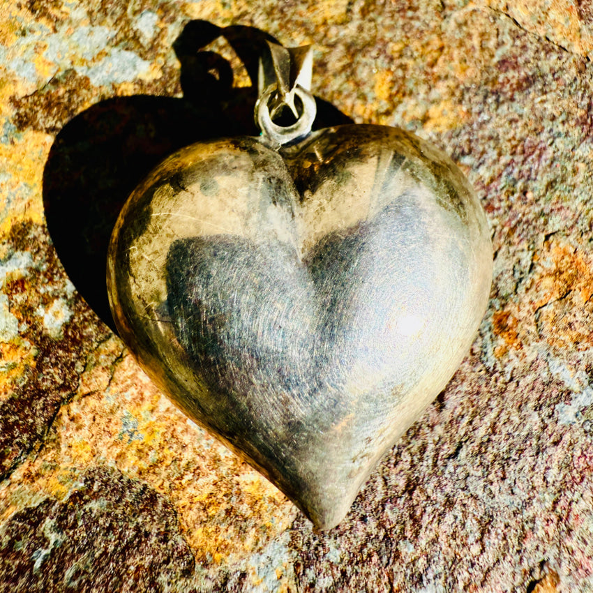Vintage Sterling Silver Puffy Heart Pendant pendant