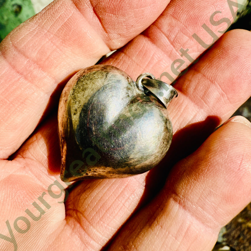 Vintage Sterling Silver Puffy Heart Pendant pendant