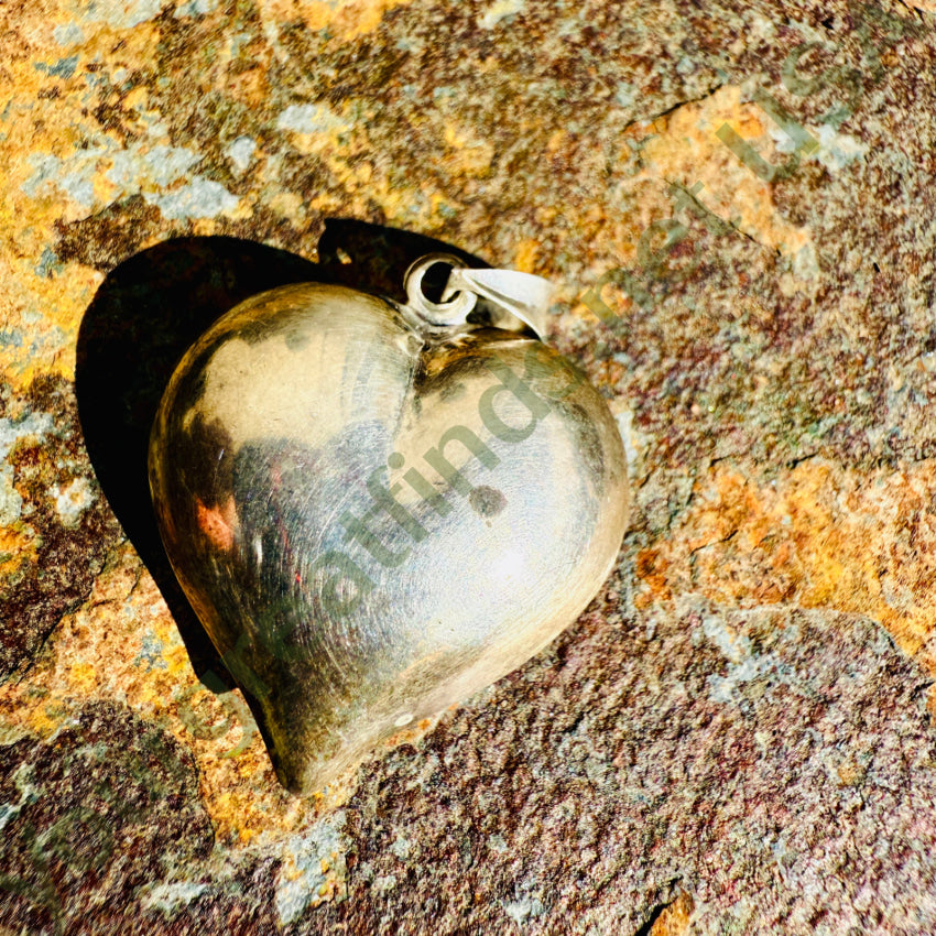 Vintage Sterling Silver Puffy Heart Pendant pendant