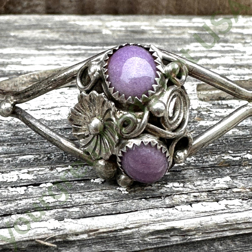 Vintage Sterling Silver & Purple Amethyst Cuff Bracelet