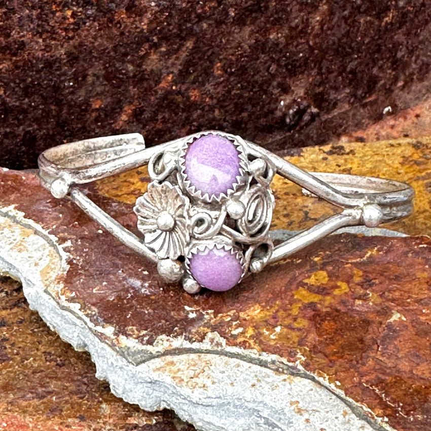 Vintage Sterling Silver & Purple Amethyst Cuff Bracelet