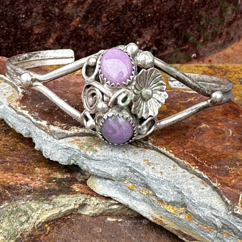 Vintage Sterling Silver & Purple Amethyst Cuff Bracelet