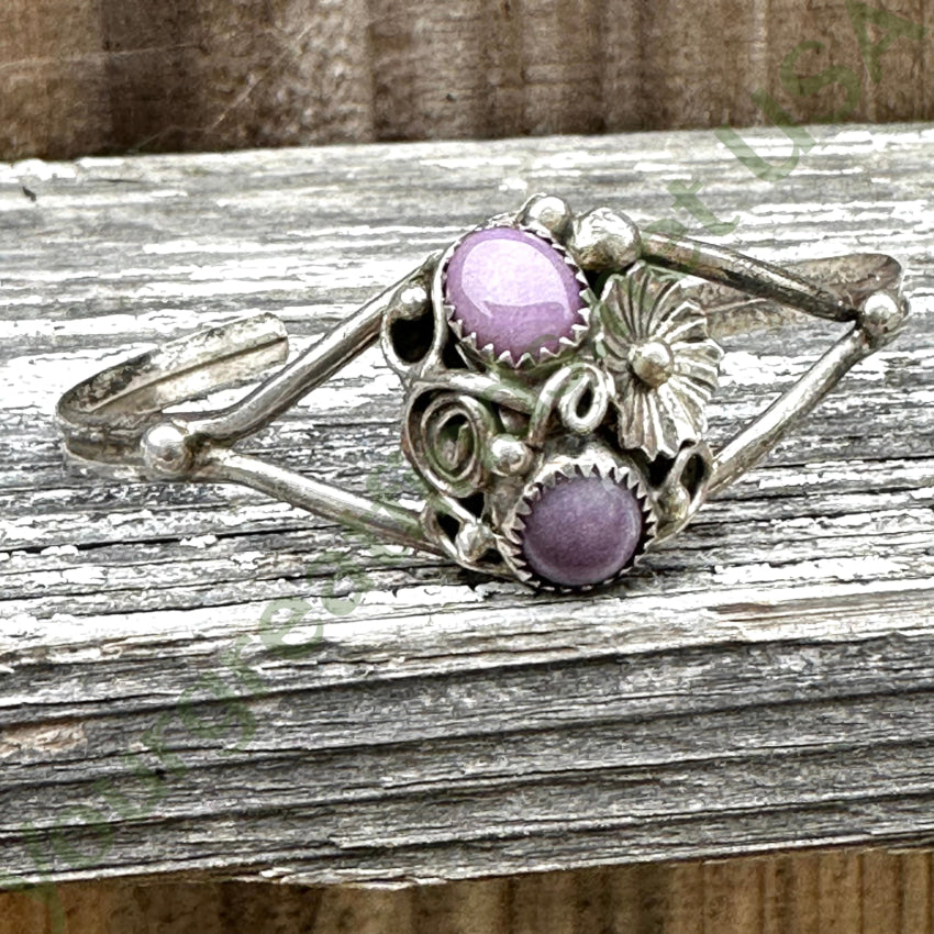 Vintage Sterling Silver & Purple Amethyst Cuff Bracelet