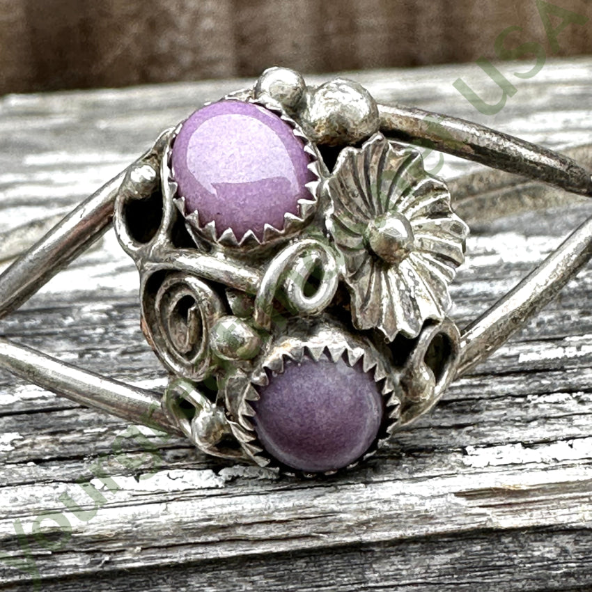 Vintage Sterling Silver & Purple Amethyst Cuff Bracelet