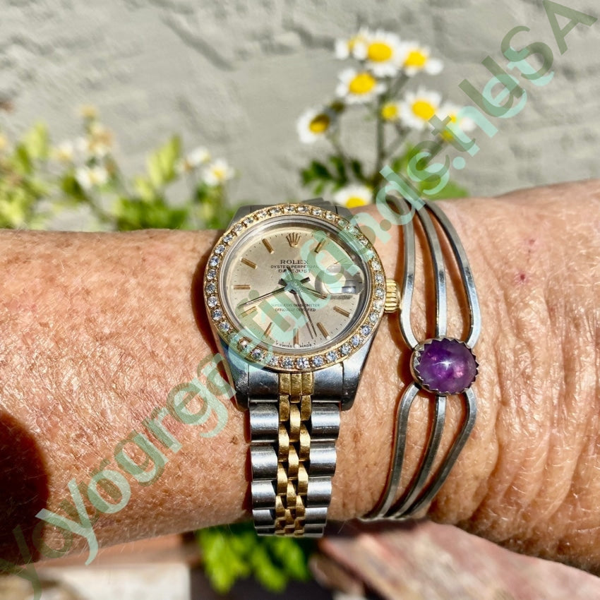 Vintage Sterling Silver Purple Amethyst Cuff Bracelet Yourgreatfinds