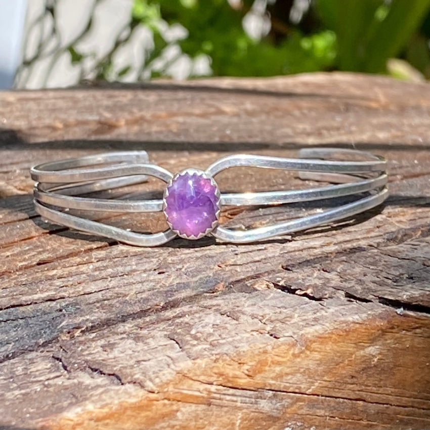 Vintage Sterling Silver Purple Amethyst Cuff Bracelet Yourgreatfinds