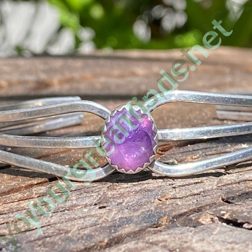 Vintage Sterling Silver Purple Amethyst Cuff Bracelet Yourgreatfinds