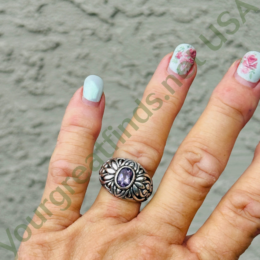 Vintage Sterling Silver & Purple CZ Ring Size 7 3/4 ring