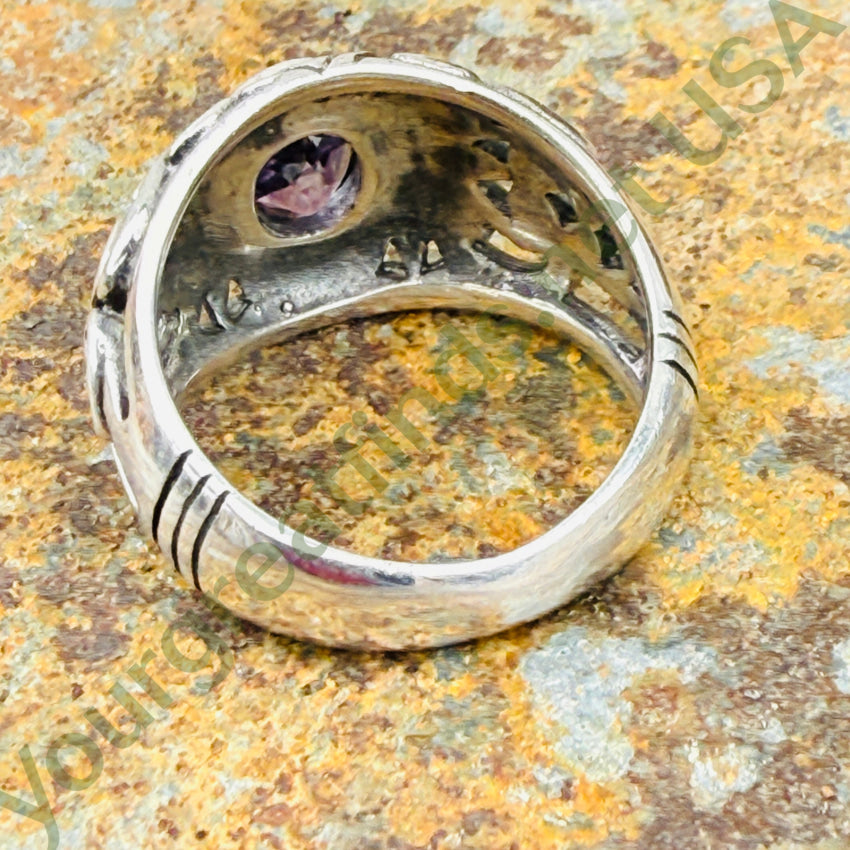 Vintage Sterling Silver & Purple CZ Ring Size 7 3/4 ring