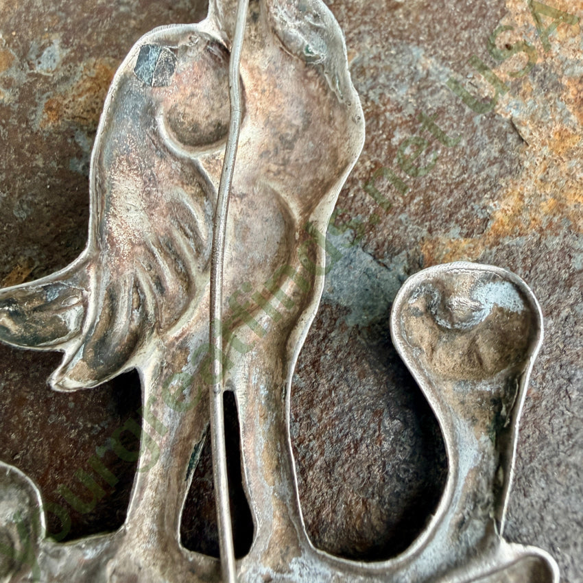 Vintage Sterling Silver Repoussé Bird Brooch Pin brooch