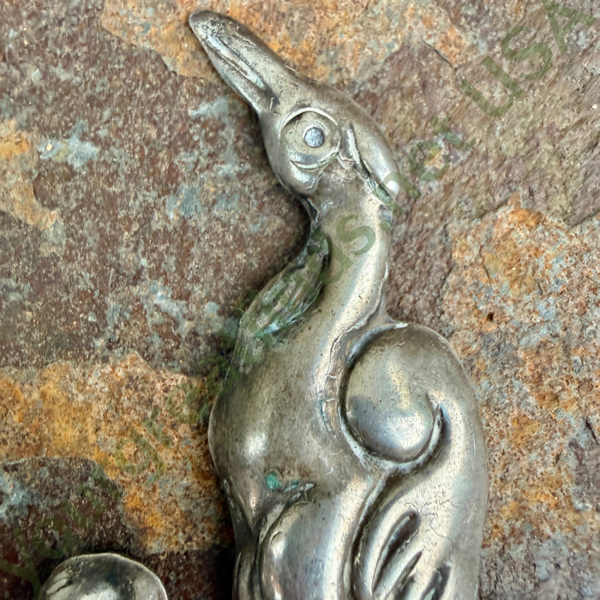 Vintage Sterling Silver Repoussé Bird Brooch Pin brooch