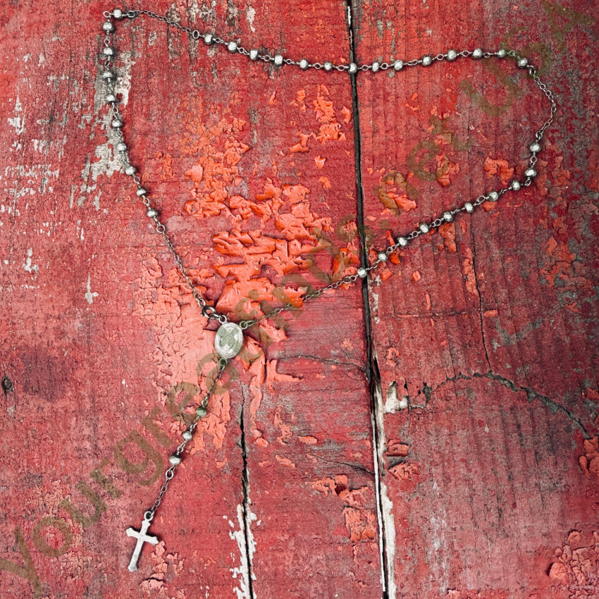 Vintage Sterling Silver Rosary Necklace rosary