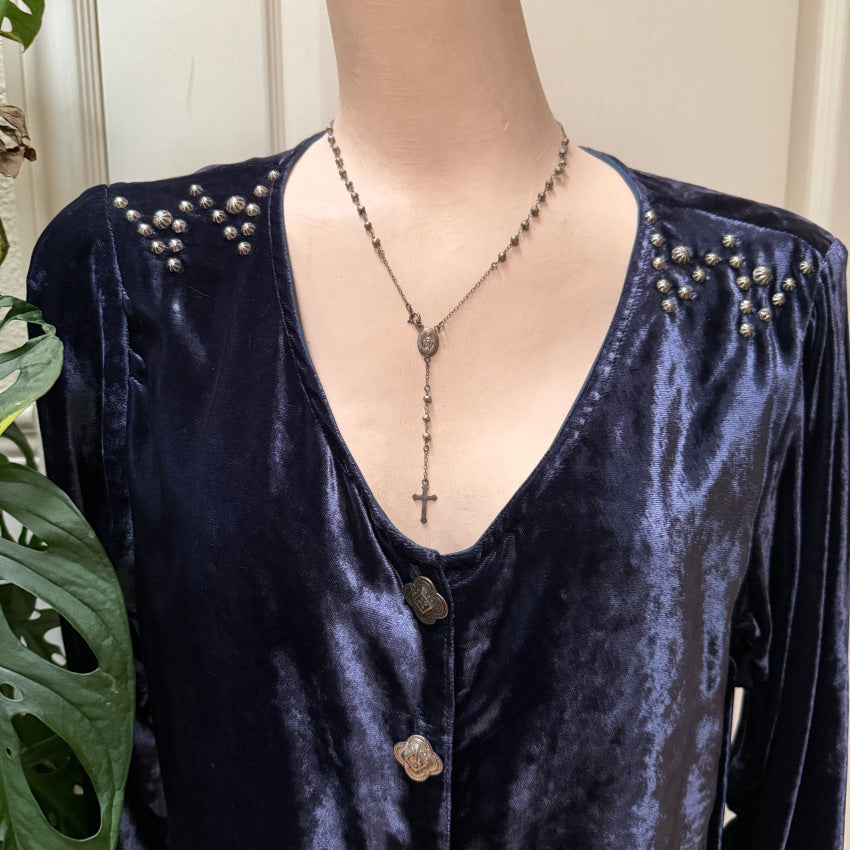 Vintage Sterling Silver Rosary Necklace rosary