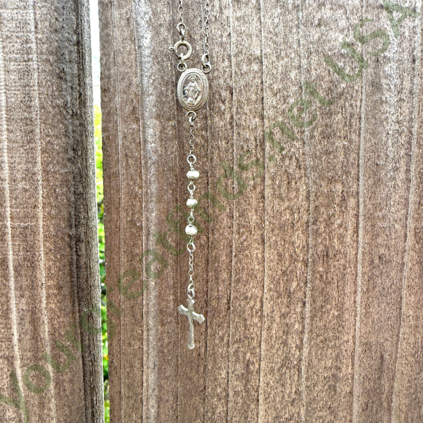 Vintage Sterling Silver Rosary Necklace rosary