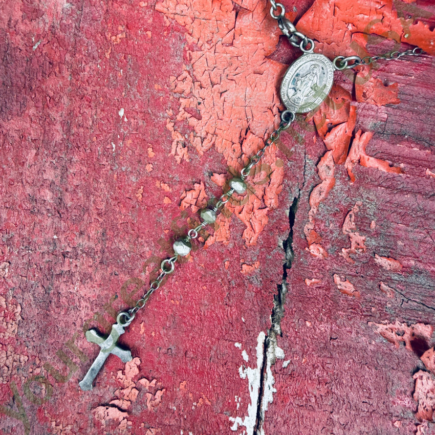 Vintage Sterling Silver Rosary Necklace rosary