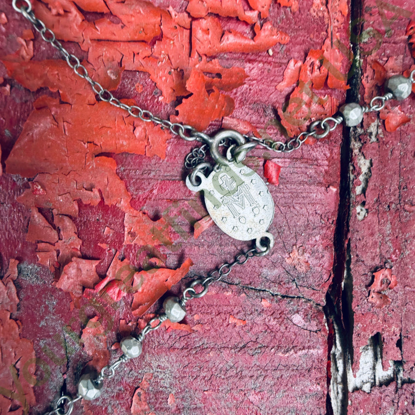 Vintage Sterling Silver Rosary Necklace rosary