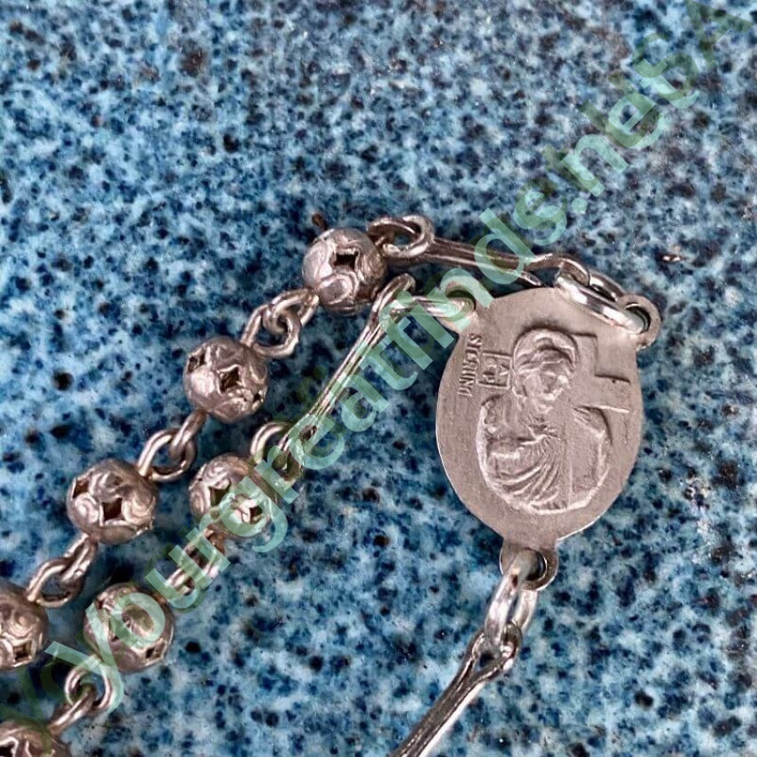 Vintage Sterling Silver Rosary with Blue Enamel Yourgreatfinds