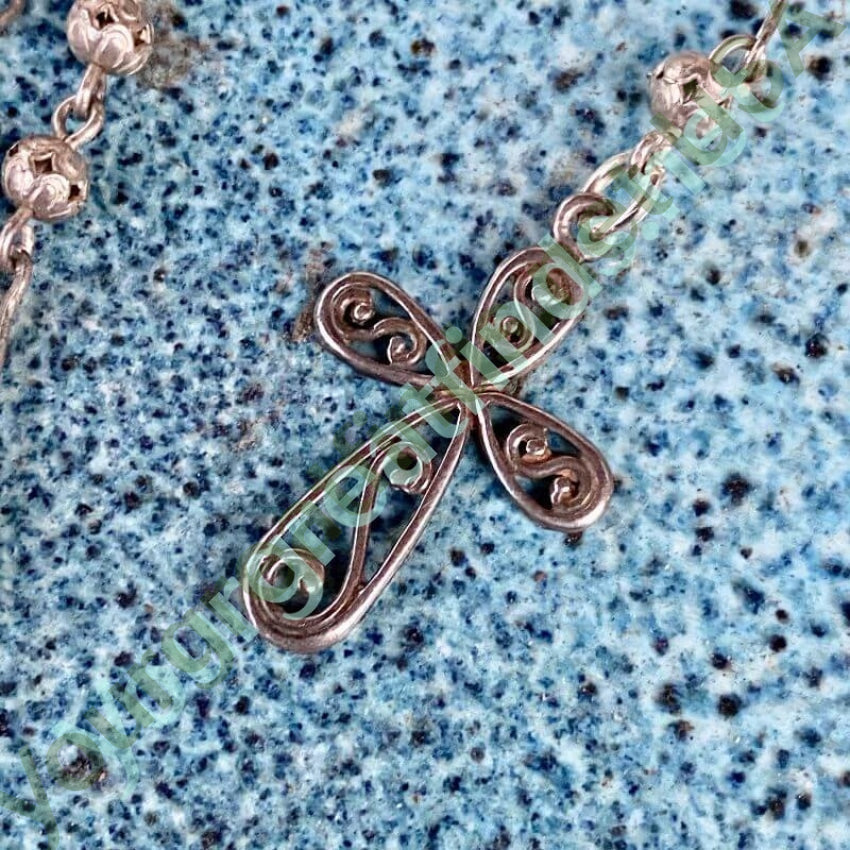 Vintage Sterling Silver Rosary with Blue Enamel Yourgreatfinds