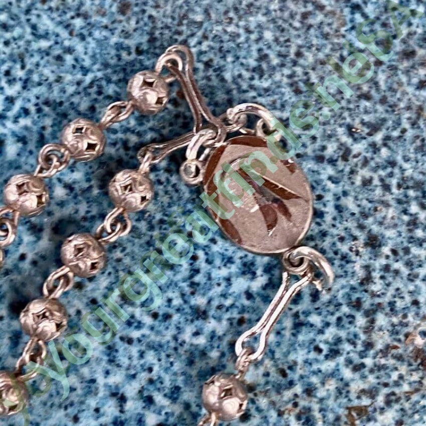 Vintage Sterling Silver Rosary with Blue Enamel Yourgreatfinds