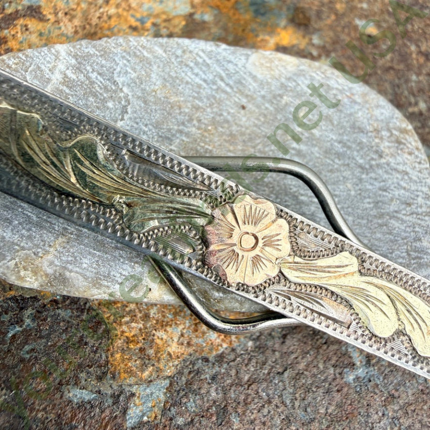 Vintage Sterling Silver & Rose 18K Gold Tie Bar tie bar