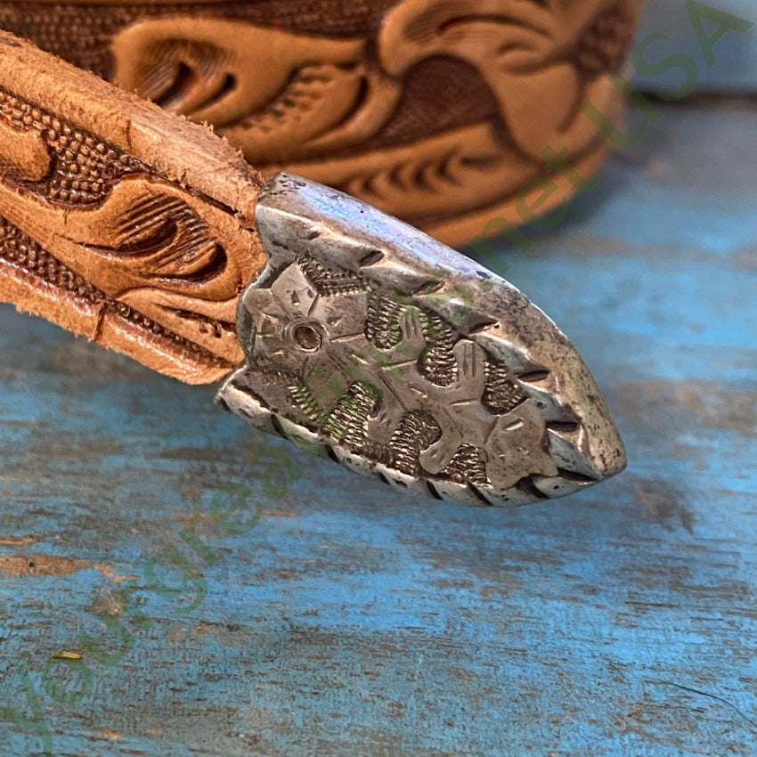 Vintage Sterling Silver Rose Gold Ranger Buckle Set Leather Belt Belts