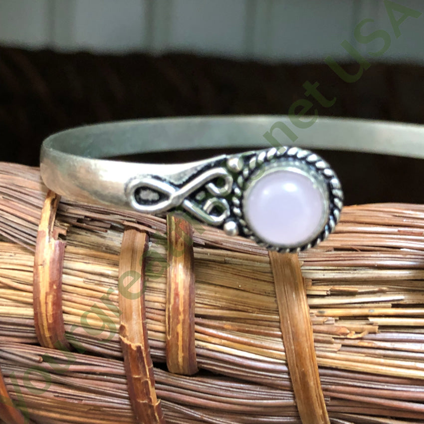 Vintage Sterling Silver & Rose Quartz Torque Bracelet Bracelet