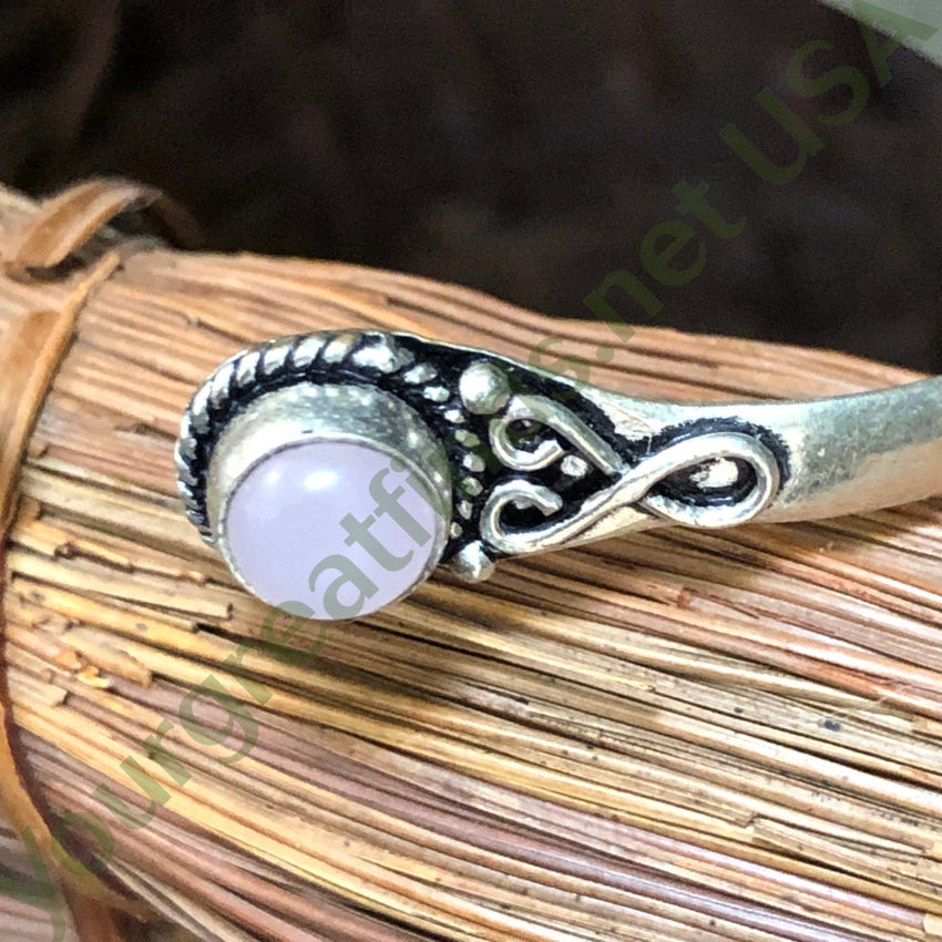Vintage Sterling Silver & Rose Quartz Torque Bracelet Bracelet