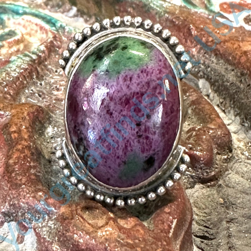 Vintage Sterling Silver Ruby Zoisite Ring Size 6