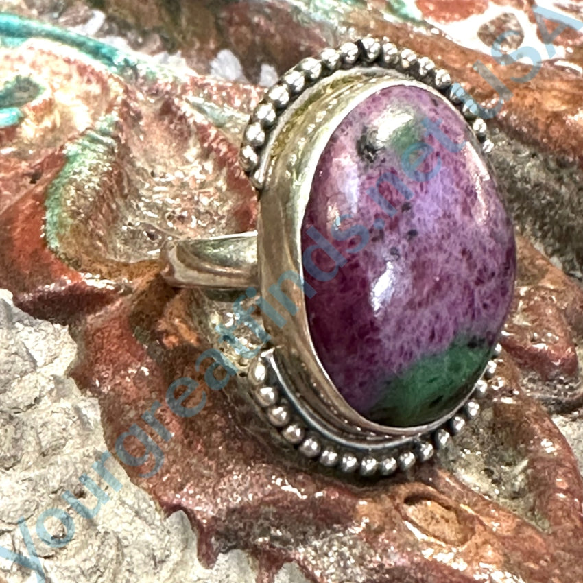 Vintage Sterling Silver Ruby Zoisite Ring Size 6